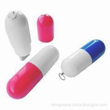 Pill Shape USB Flash Drives, Sized 64 x 20 x 20mm